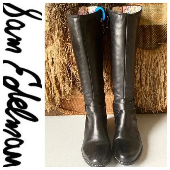 💕SALE💕 Libby Edelman Studded Black Leather Tall Riding Boots - Picture 3 of 7